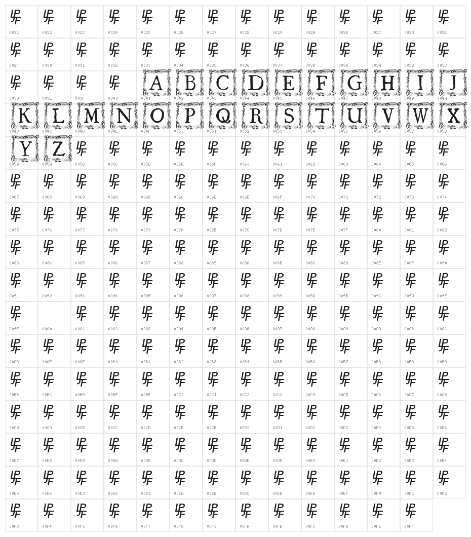 QuaNauticale_Initials_No3 Character Map