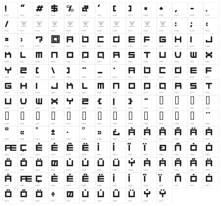 Quaalude hulk Regular Character Map