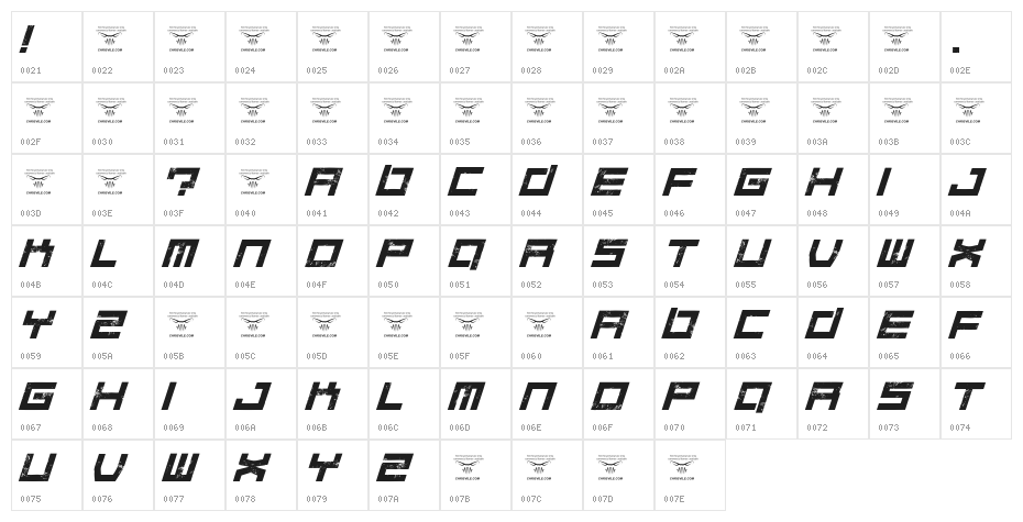 Quaaludes Italic Character Map