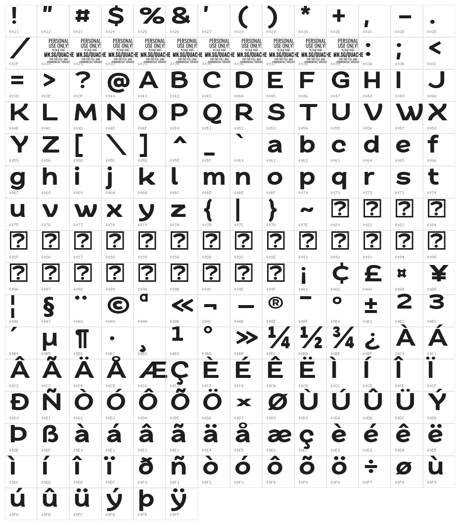 QuacheBlackExpandedPERSONAL Character Map