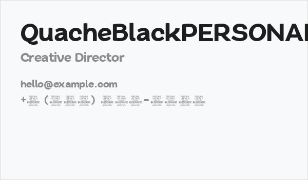 QuacheBlackPERSONAL Business Card
