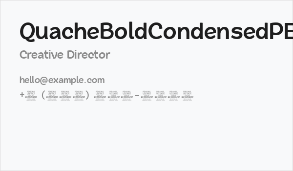QuacheBoldCondensedPERSONAL Business Card