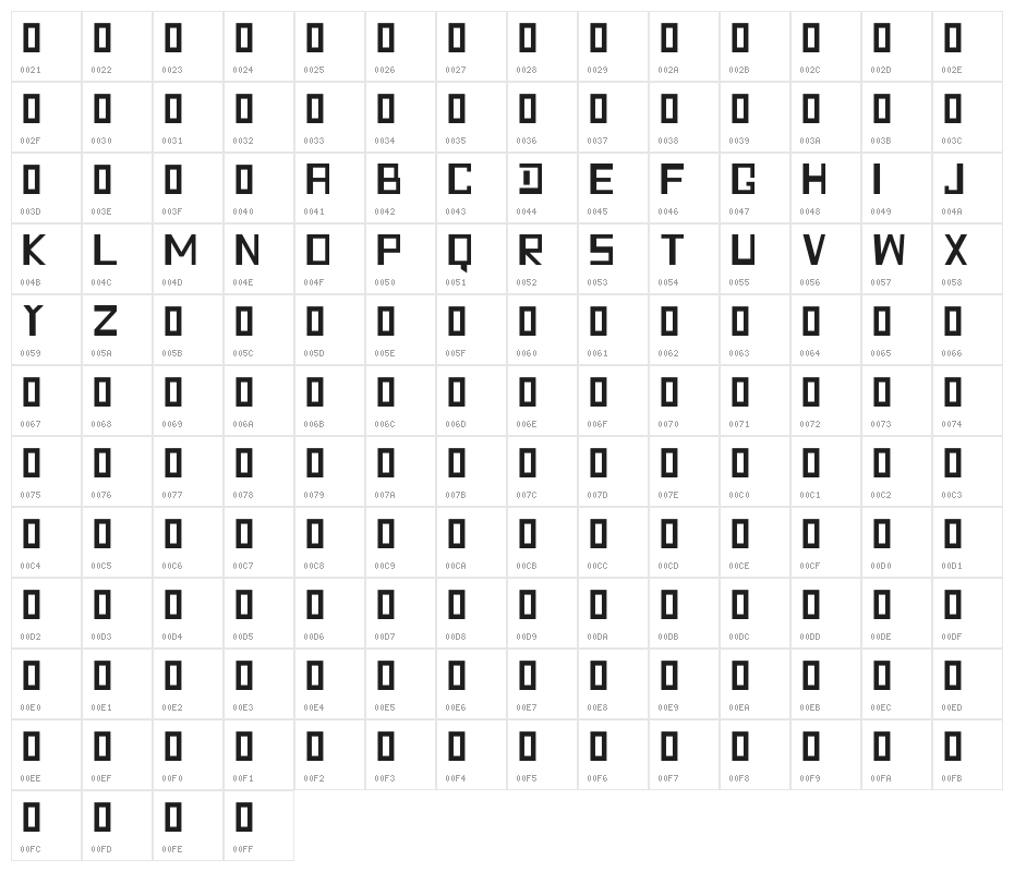 Quadratic - Demo Character Map