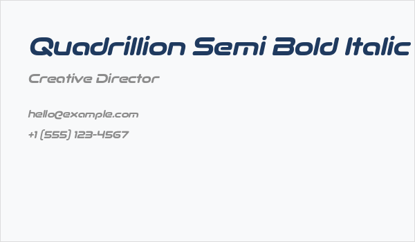 Quadrillion Semi Bold Italic Business Card