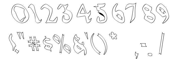 QuaelGothicHollowLeftyCondensed フォント その他の文字