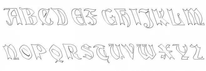 QuaelGothicHollowLeftyCondensed Шрифта ВЕРХНИЙ