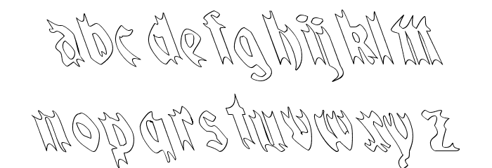 QuaelGothicHollowLeftyCondensed フォント 小文字