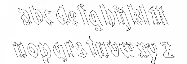 QuaelGothicHollowLeftyCondensed Fonte MINÚSCULAS