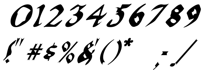 QuaelGothicItalicsCondensed Font OTHER CHARS