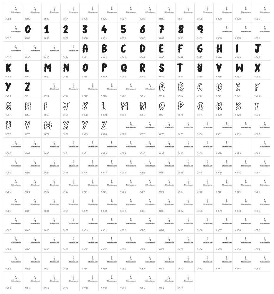 Quaker Shaker Character Map