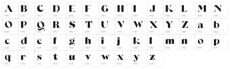 QuakerFREE Character Map