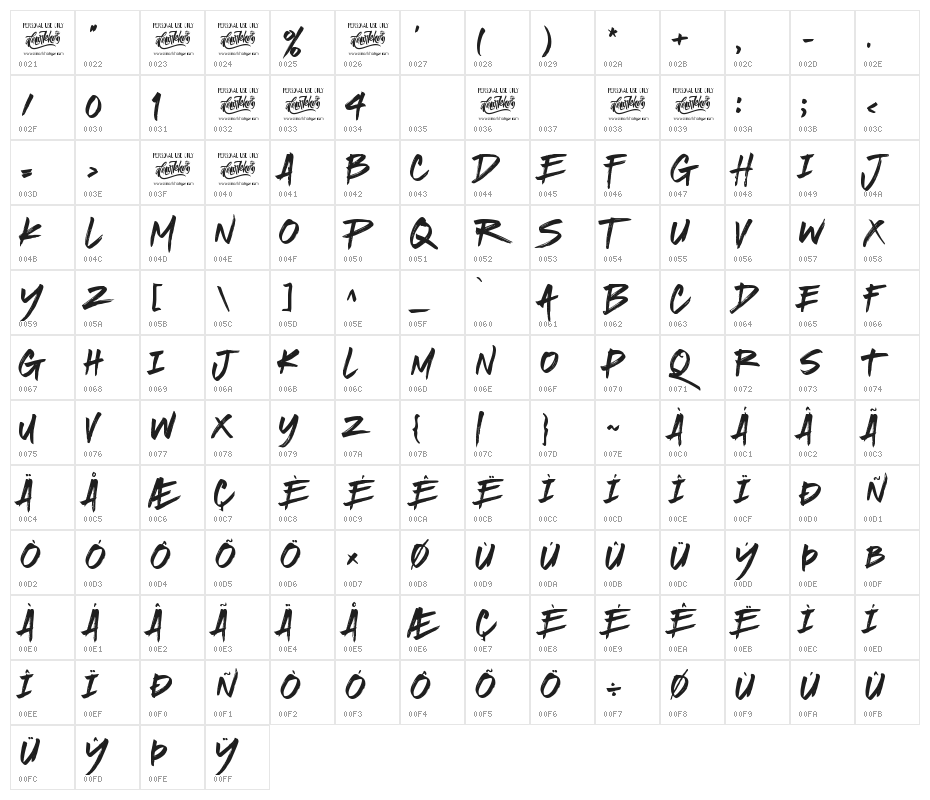 Quakerhack Character Map