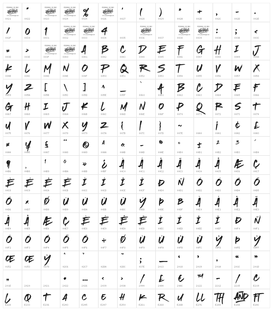 Quakerhack Character Map