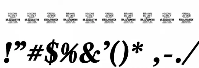 Quanton PERSONAL USE ONLY Black Italic Font OTHER CHARS