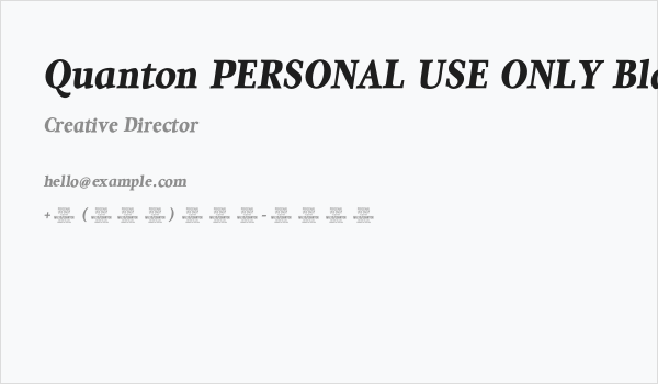 Quanton PERSONAL USE ONLY Black Italic Business Card