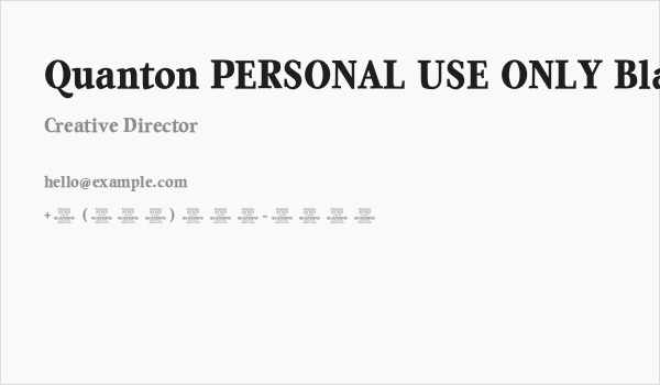 Quanton PERSONAL USE ONLY Black Business Card