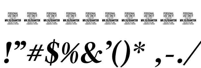 Quanton PERSONAL USE ONLY Bold Italic Font OTHER CHARS