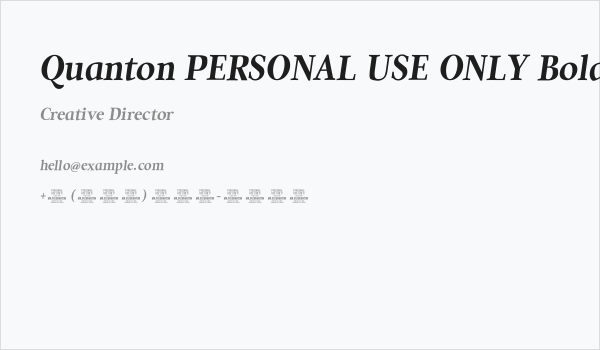 Quanton PERSONAL USE ONLY Bold Italic Business Card