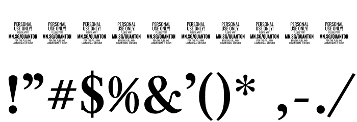 Quanton PERSONAL USE ONLY Bold Font OTHER CHARS