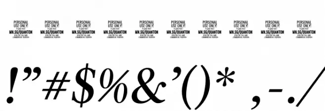 Quanton PERSONAL USE ONLY Regular Italic Font OTHER CHARS