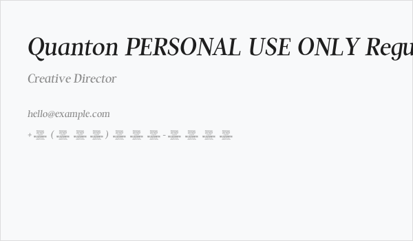 Quanton PERSONAL USE ONLY Regular Italic Business Card