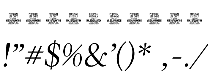 Quanton PERSONAL USE ONLY Thin Italic Font OTHER CHARS
