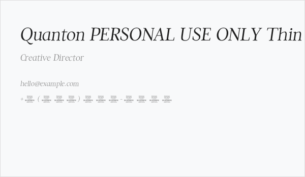 Quanton PERSONAL USE ONLY Thin Italic Business Card