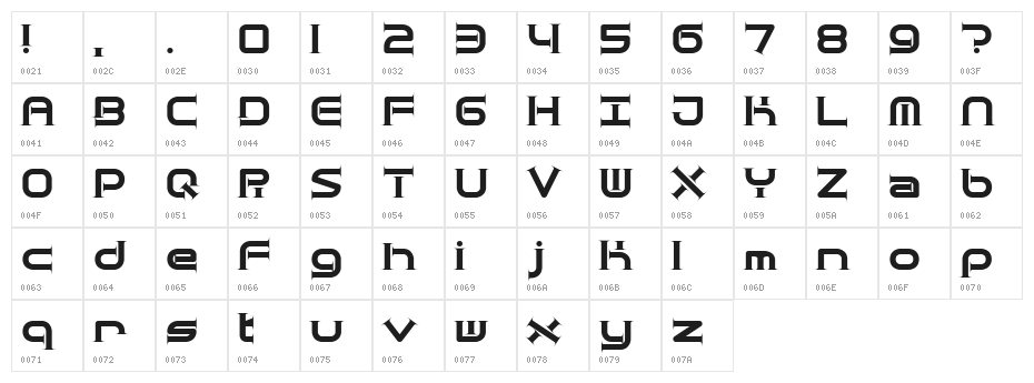 Quantum Taper [BRK] Character Map