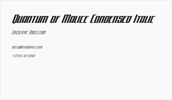 Quantum of Malice Condensed Italic Business Card