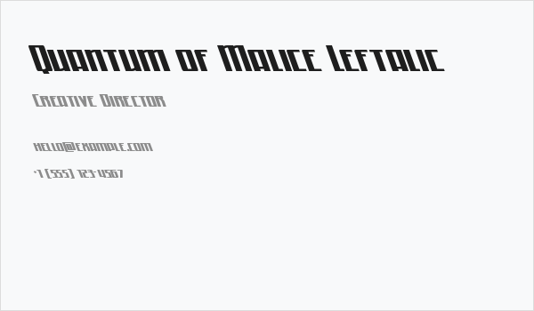 Quantum of Malice Leftalic Business Card