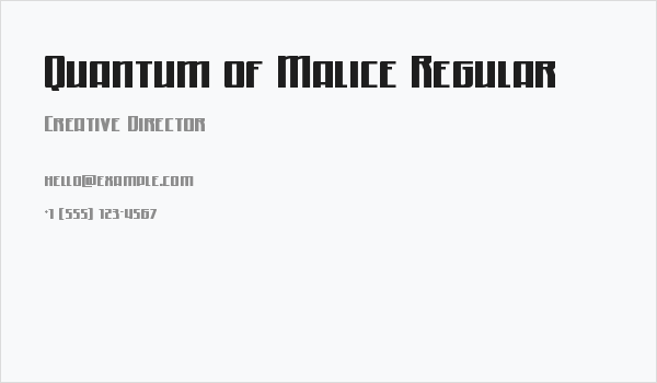 Quantum of Malice Regular Business Card