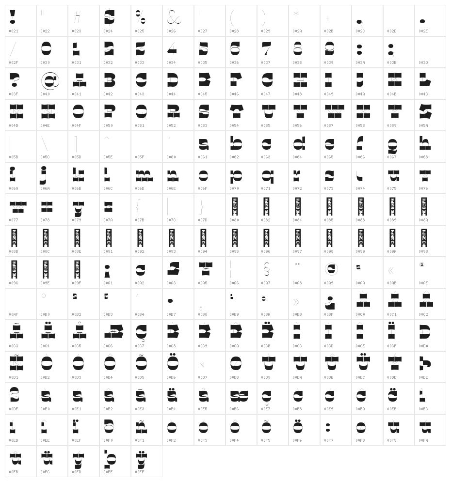 Quarantype Embrace Regular Character Map