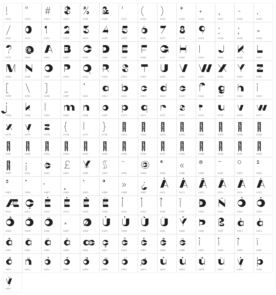 Quarantype Hopscotch Regular Character Map
