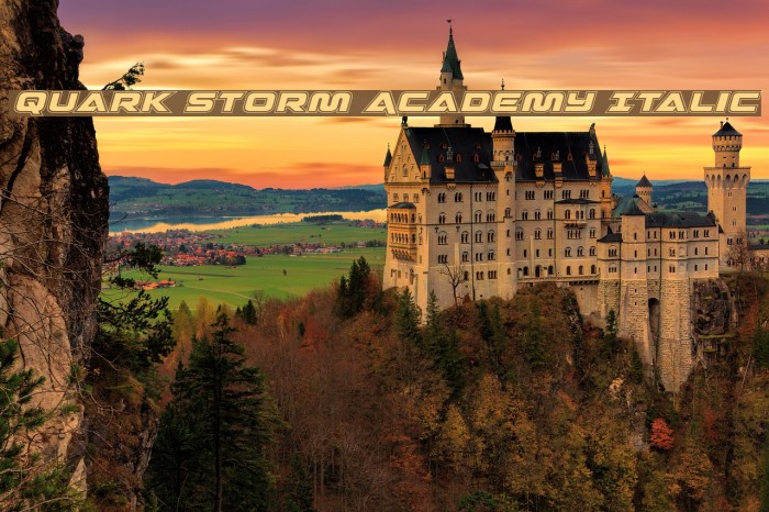 Quark Storm Academy Italic Font examples