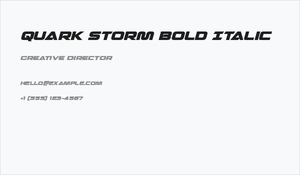Quark Storm Bold Italic Business Card
