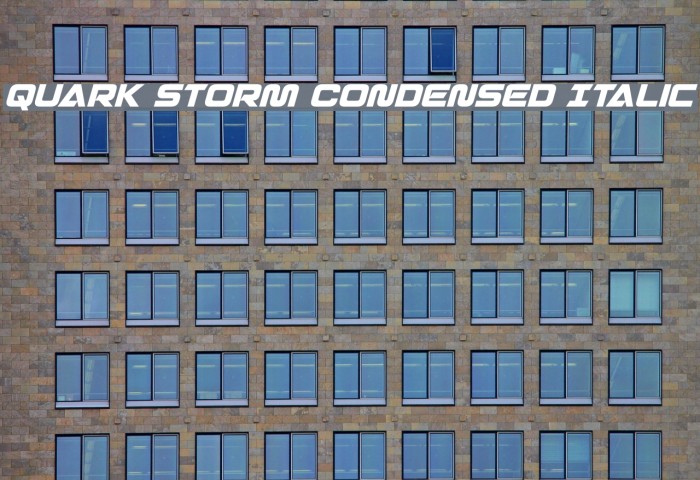 Quark Storm Condensed Italic Font examples