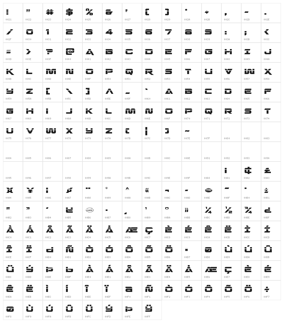 Quark Storm Laser Regular Character Map