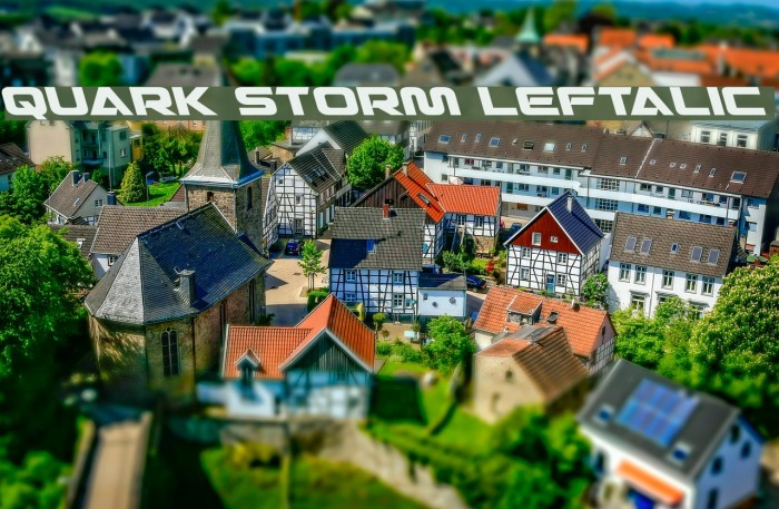 Quark Storm Leftalic Font examples