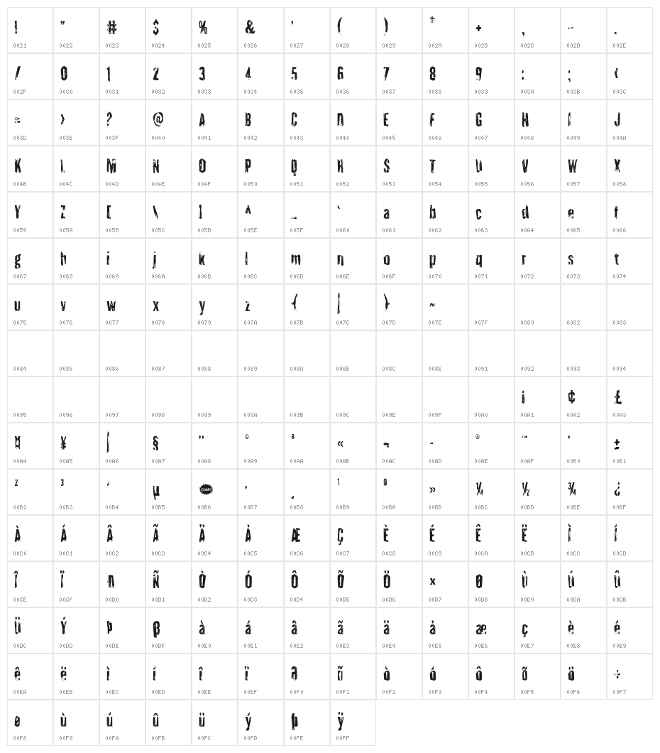 Quarrystone Condensed Character Map