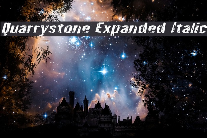 Quarrystone Expanded Italic Font examples