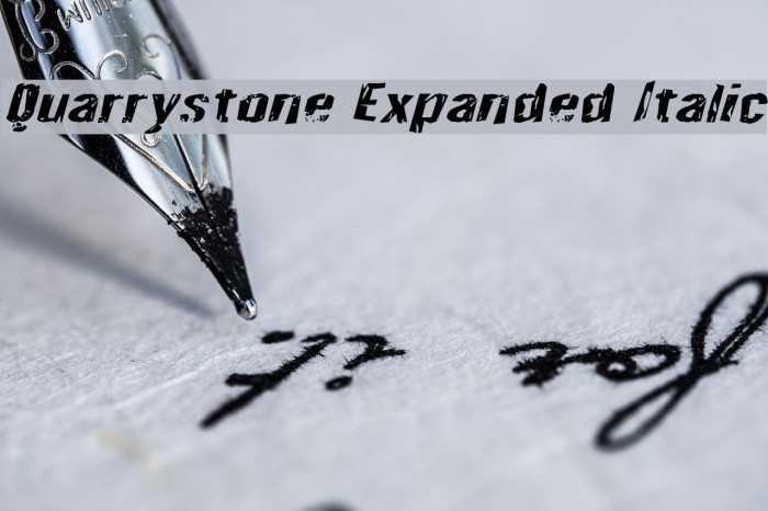 Quarrystone Expanded Italic Font examples