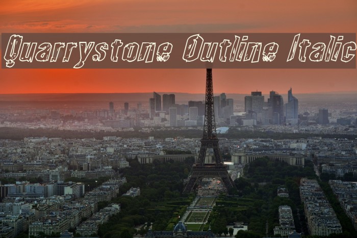 Quarrystone Outline Italic Font examples