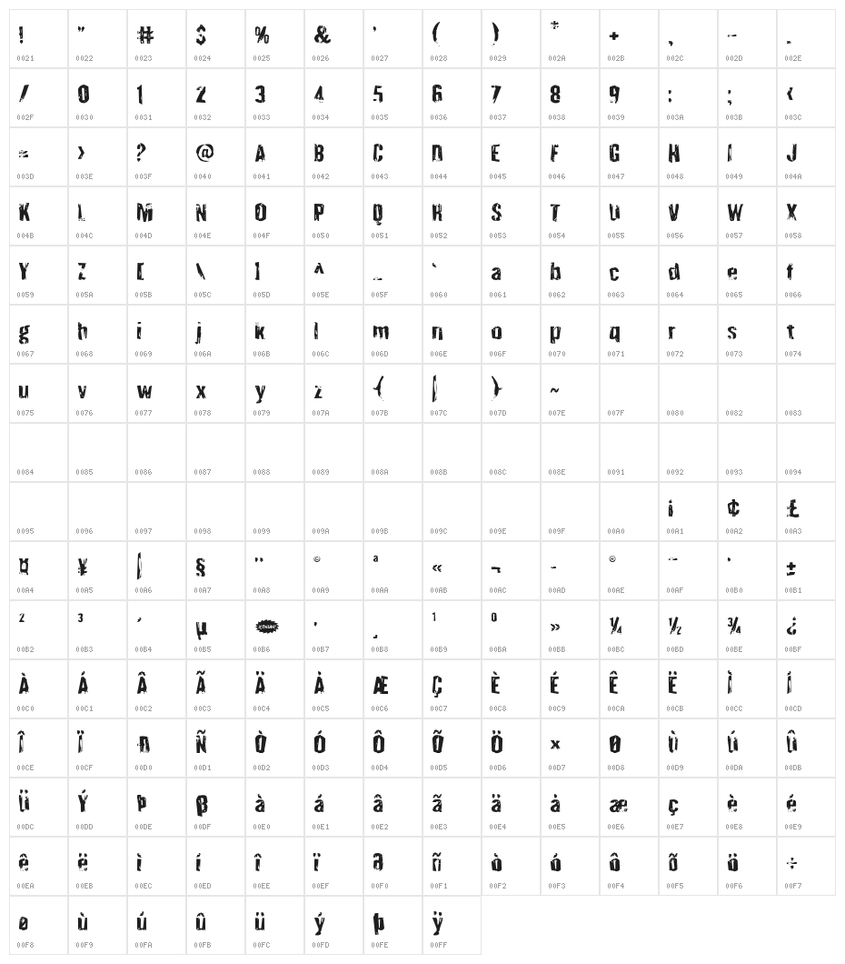 Quarrystone Regular Character Map