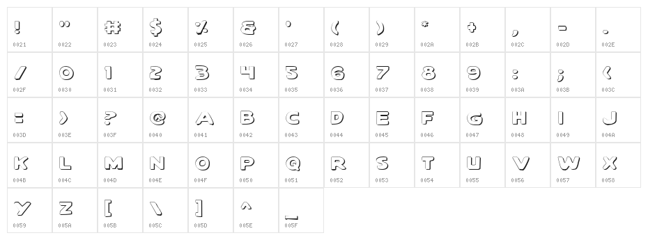 Quartermain Outline Character Map