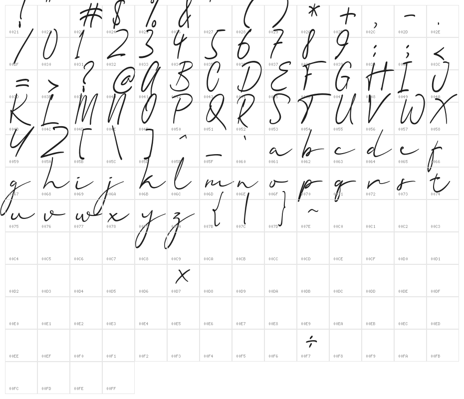 Quartila Regular Character Map