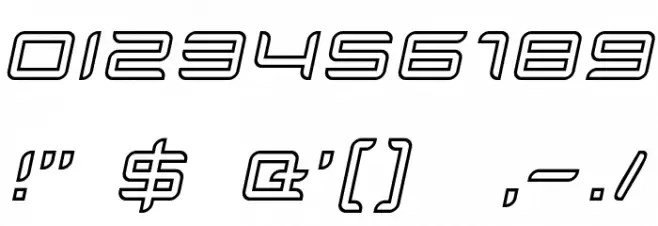 Quarx Outline Italic Font OTHER CHARS