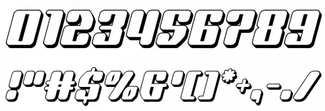 Quasar Pacer 3D Italic Font OTHER CHARS