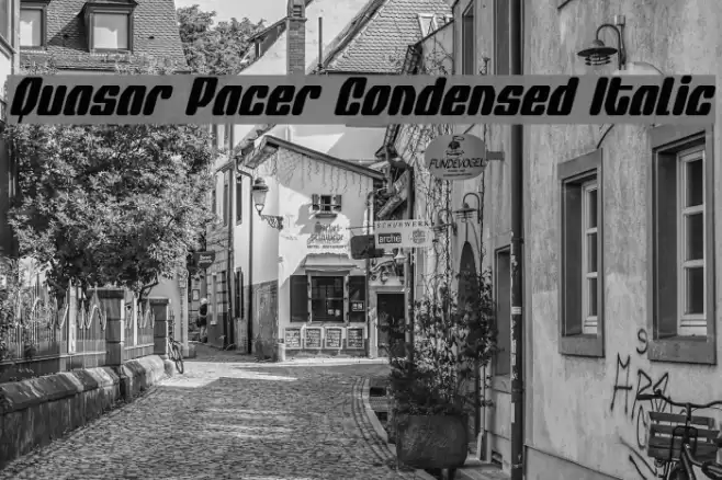 Quasar Pacer Condensed Italic Font examples