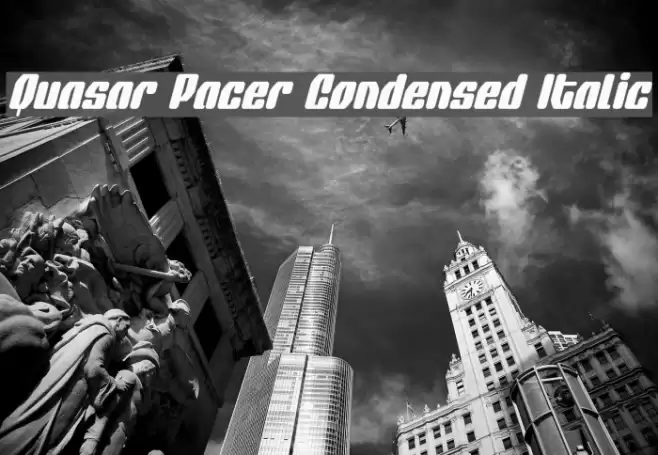 Quasar Pacer Condensed Italic Font examples