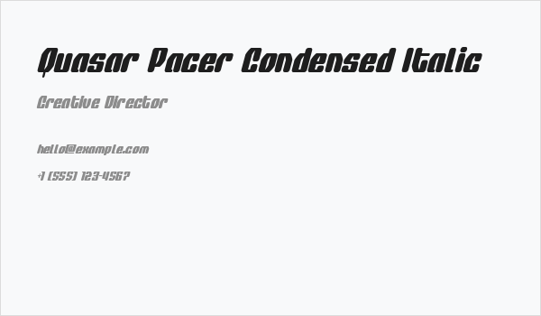 Quasar Pacer Condensed Italic Business Card
